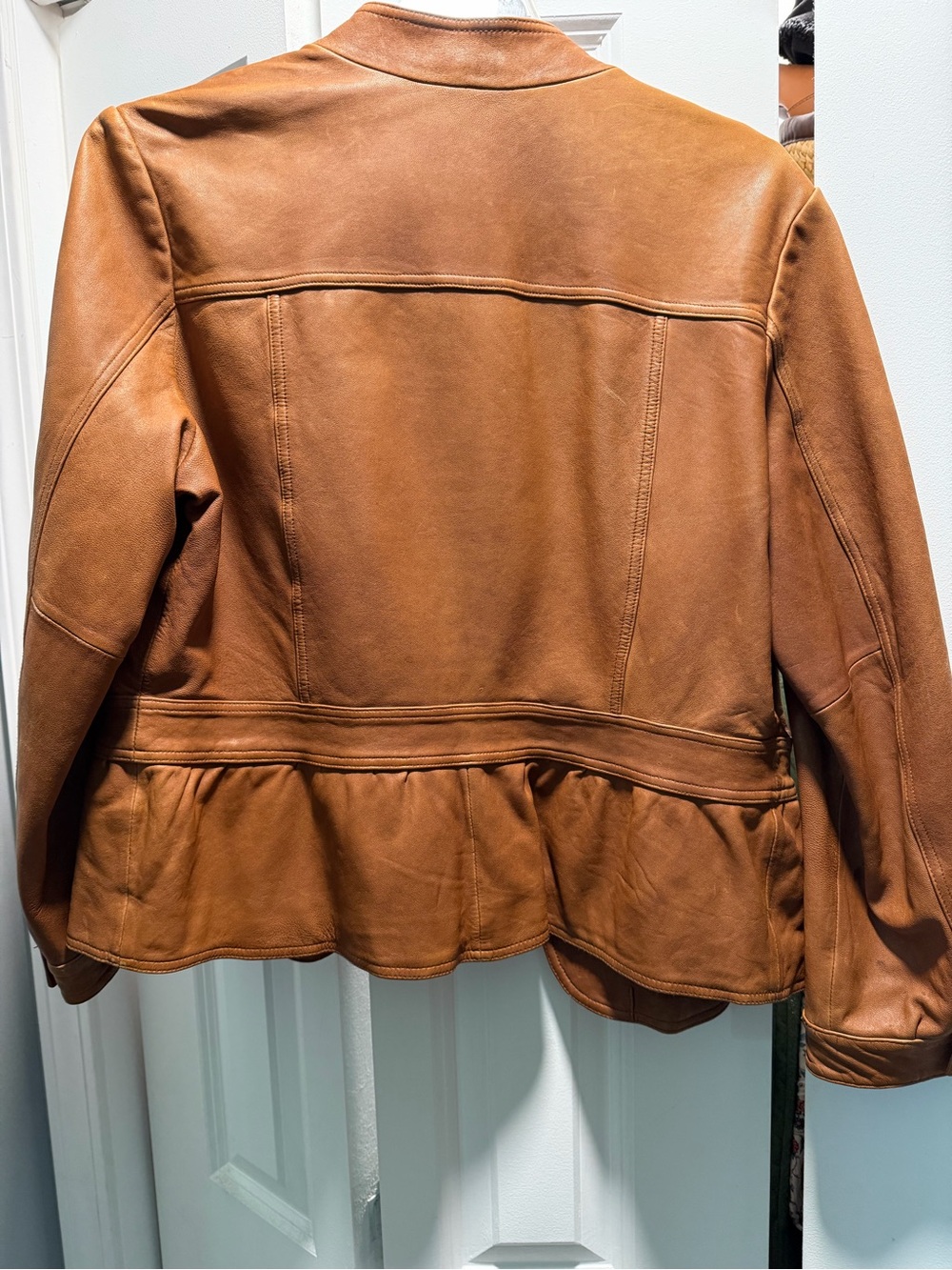 a.n.a Tan Leather Peplum Jacket